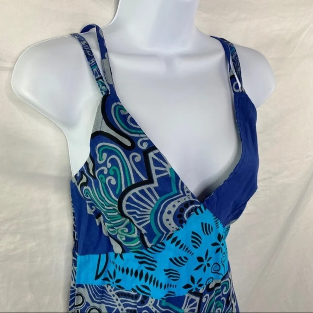 Shades of Blue Summer Tropical Spaghetti dress S/M - Picture 8 of 10